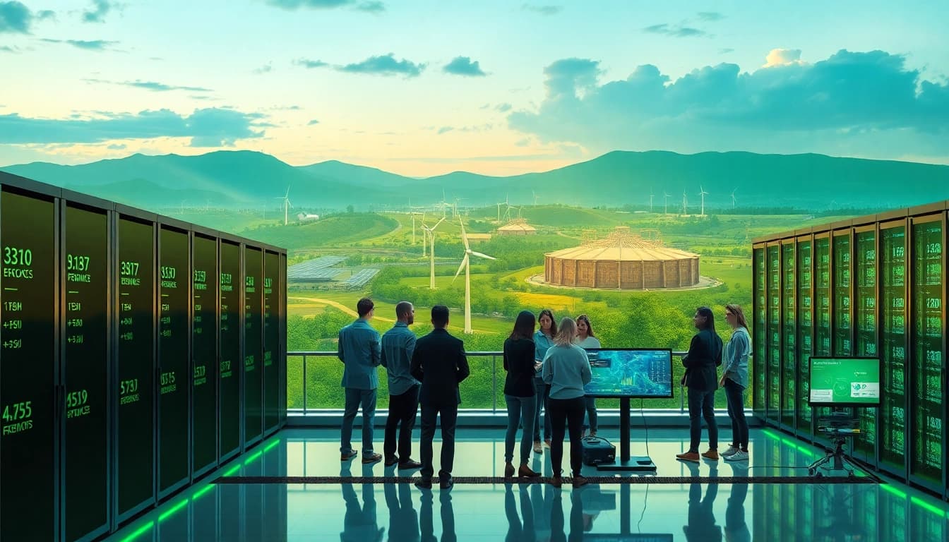 Cloud mining bitcoin facility with advanced technology and renewable energy sources.