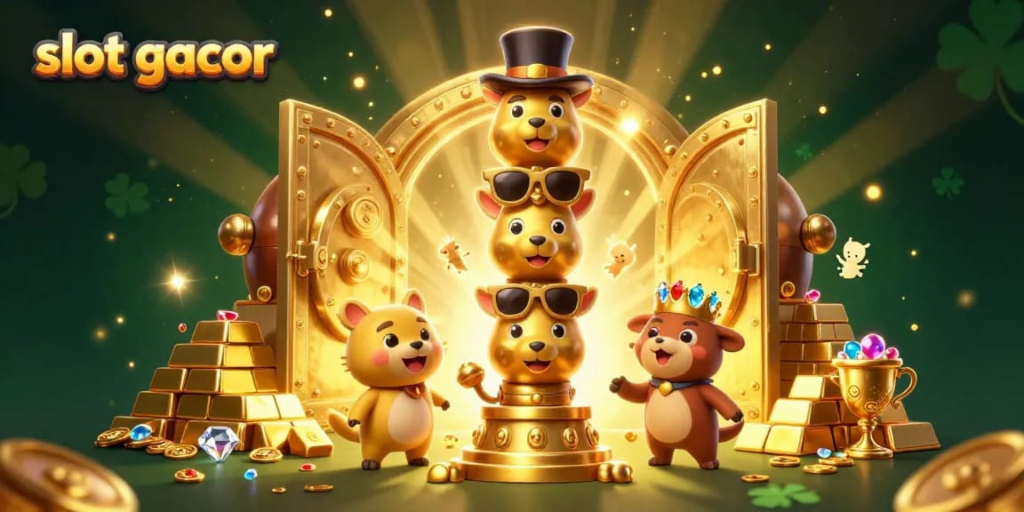 Periksa slot gacor dengan ilustrasi totem berhiaskan harta karun dan simbol permainan.
