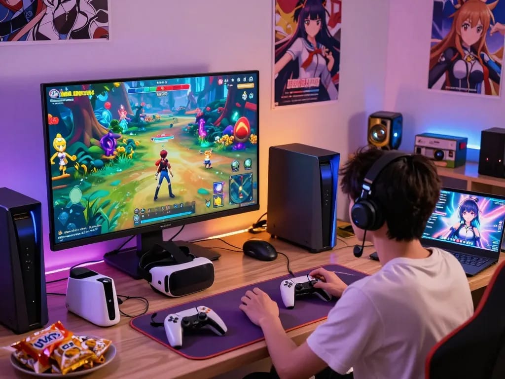 Engaging scene of players enjoying immersive hentai games in a vibrant gaming environment with fantasy elements.