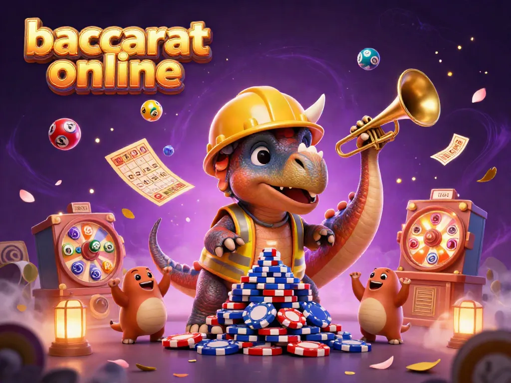 Play baccarat online with vibrant 3D characters celebrating a winning moment amidst colorful casino elements.
