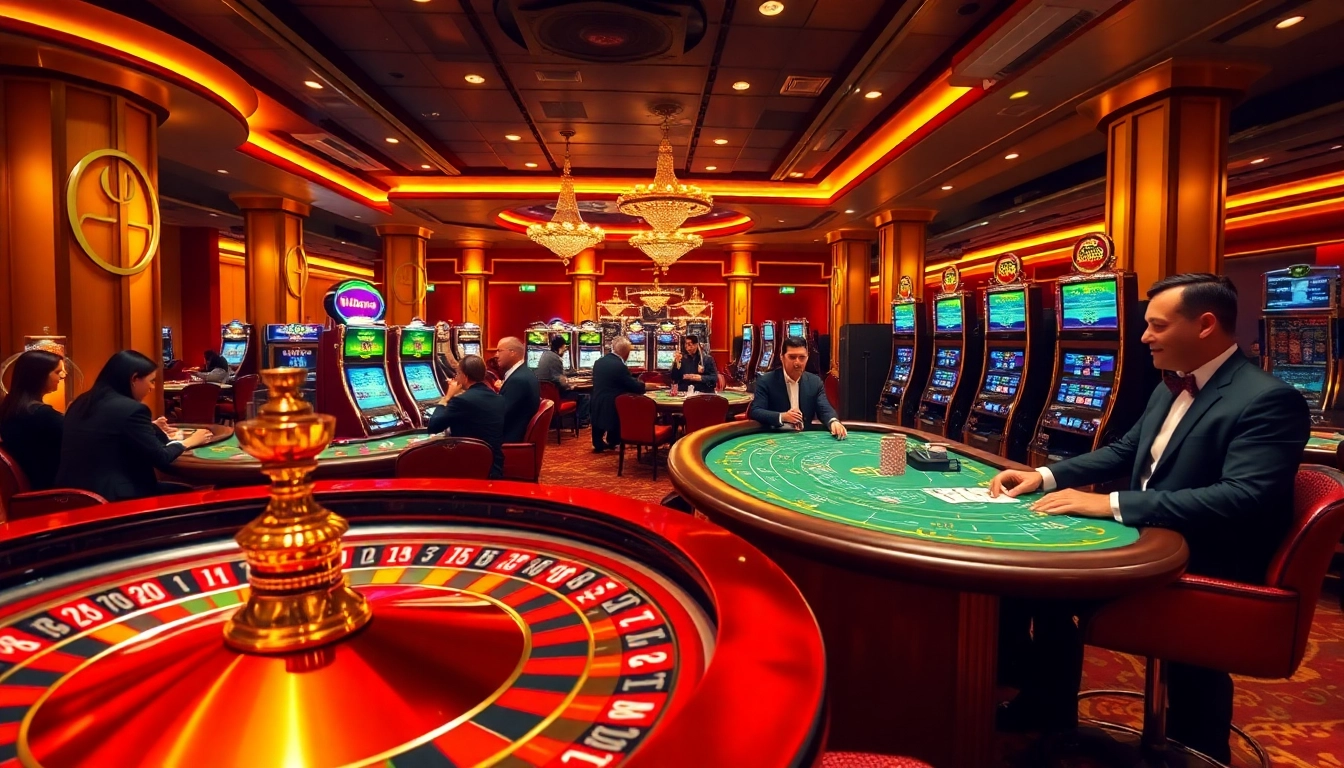 Para pemain Togelsumo terlibat dalam taruhan yang mendebarkan di kasino mewah dengan meja roulette dan poker.