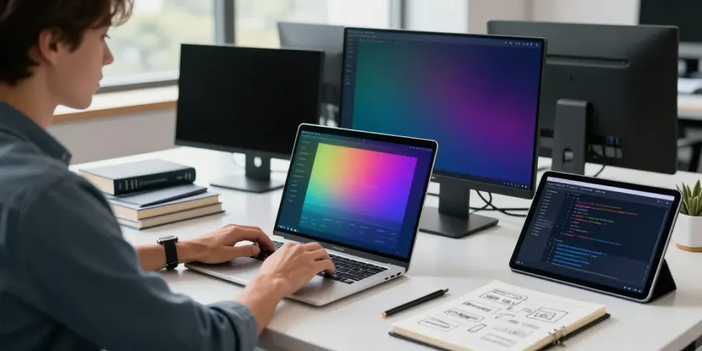 Professional optimizing instant indexing processes in a modern tech workspace.
