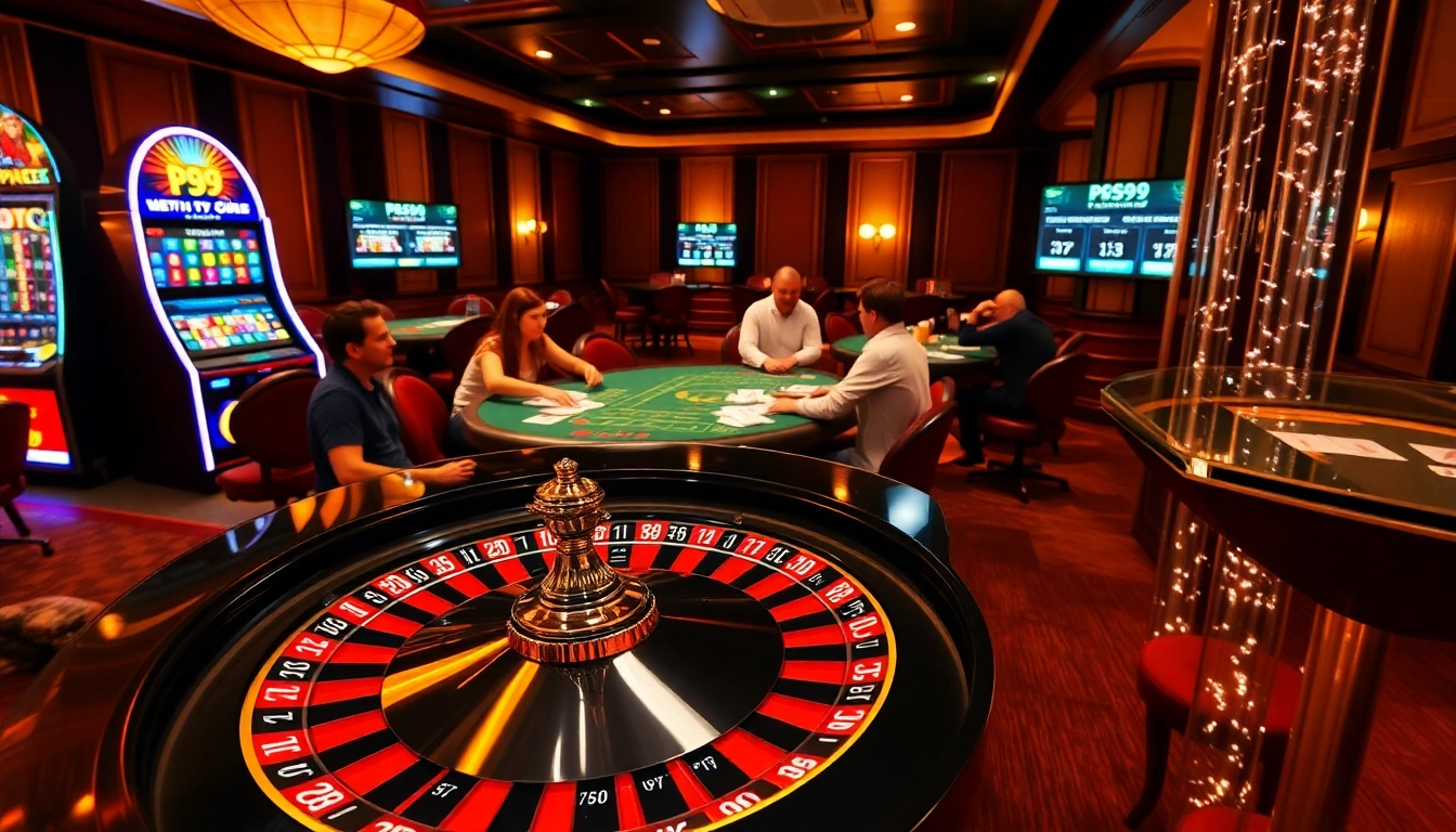 Experience thrilling gaming at PS99 with vibrant casino tables and live betting excitement.