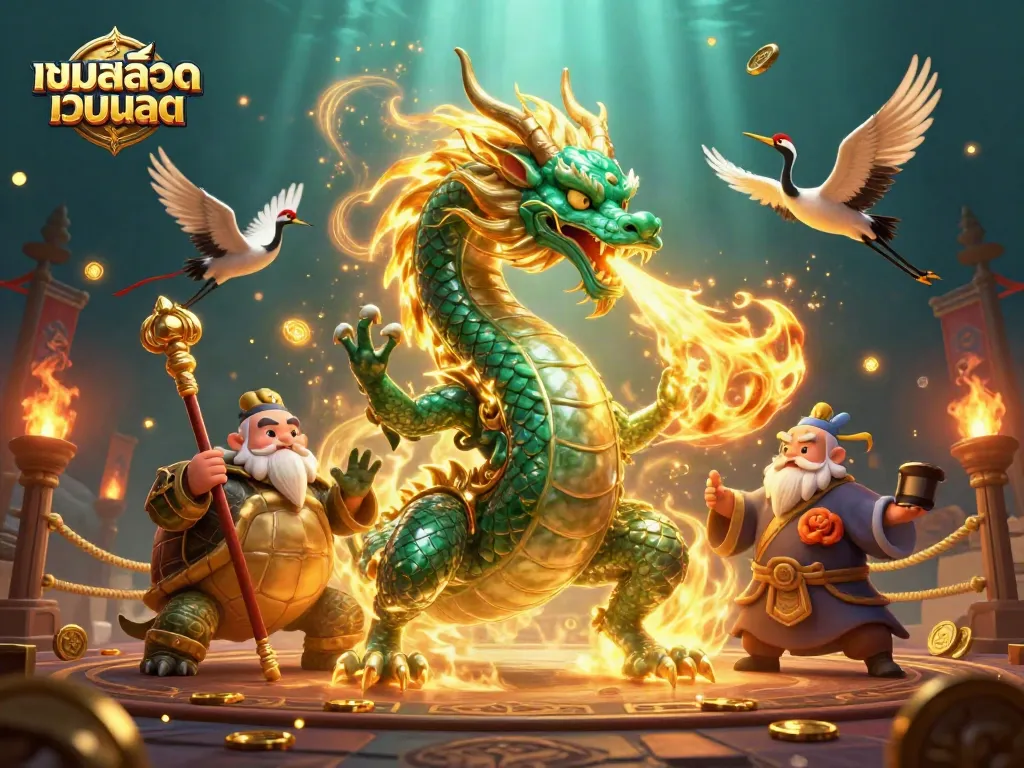 เล่นเกมสล็อตเว็บตรง กับมังกรและเต่าฉลาดในฉากเต็มไปด้วยรายละเอียด
