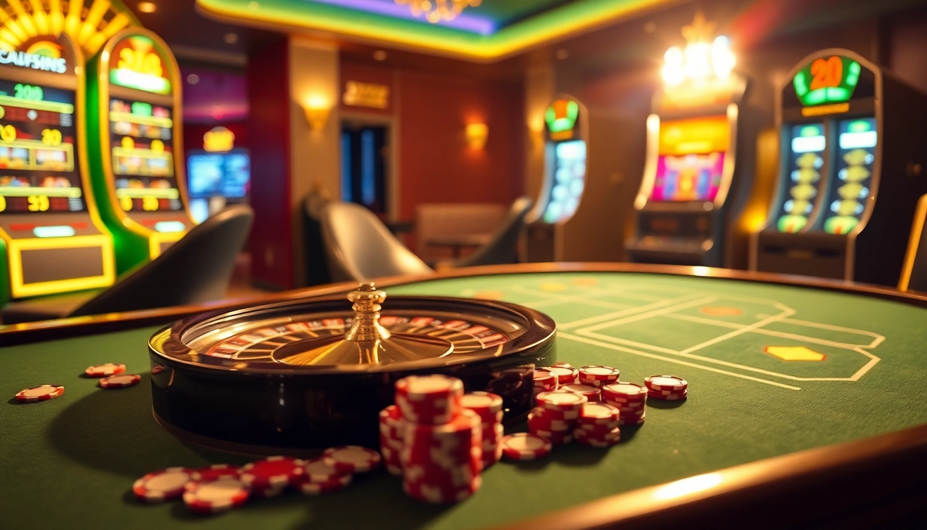 Action de poker excitante dans un casino en ligne français de luxe avec des tables et des jetons vibrants.