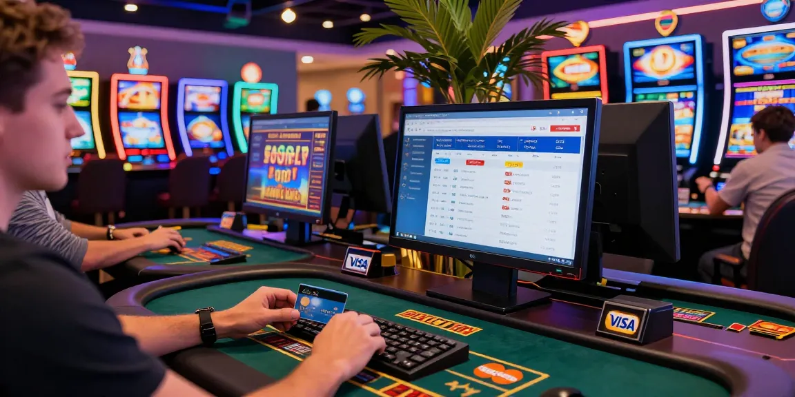 Excited player depositing at a credit card casino, with scoarch.org.uk displayed on screen.
