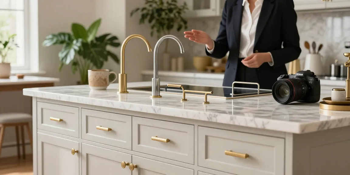 Luxury handles displayed in a chic kitchen, showcasing elegant design details.