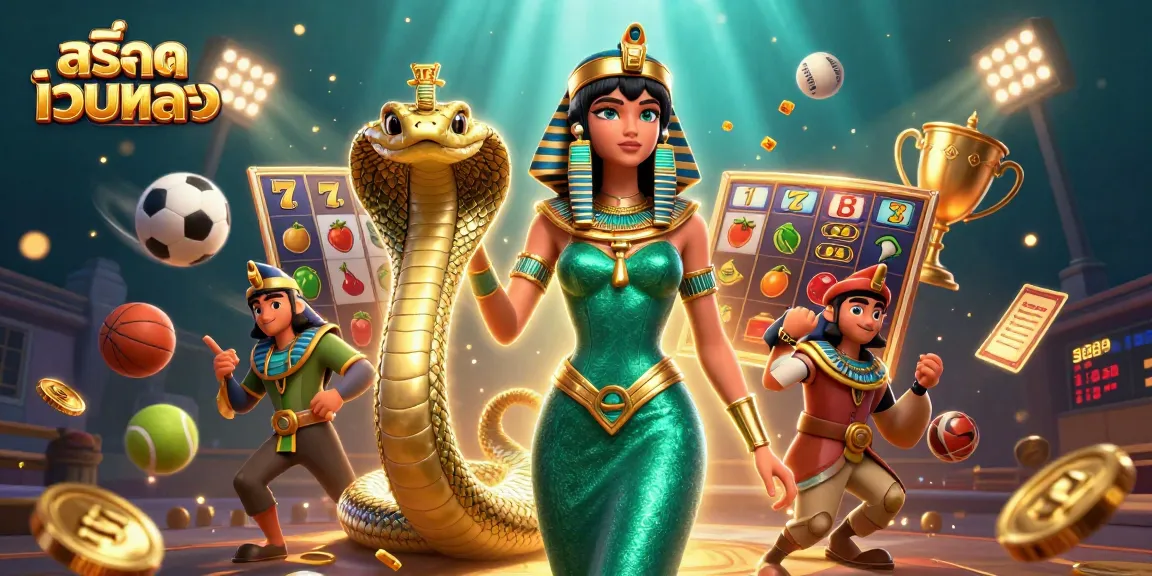 Play สล็อตเว็บตรง with a vibrant 3D scene featuring lucky symbols and dynamic gaming elements.