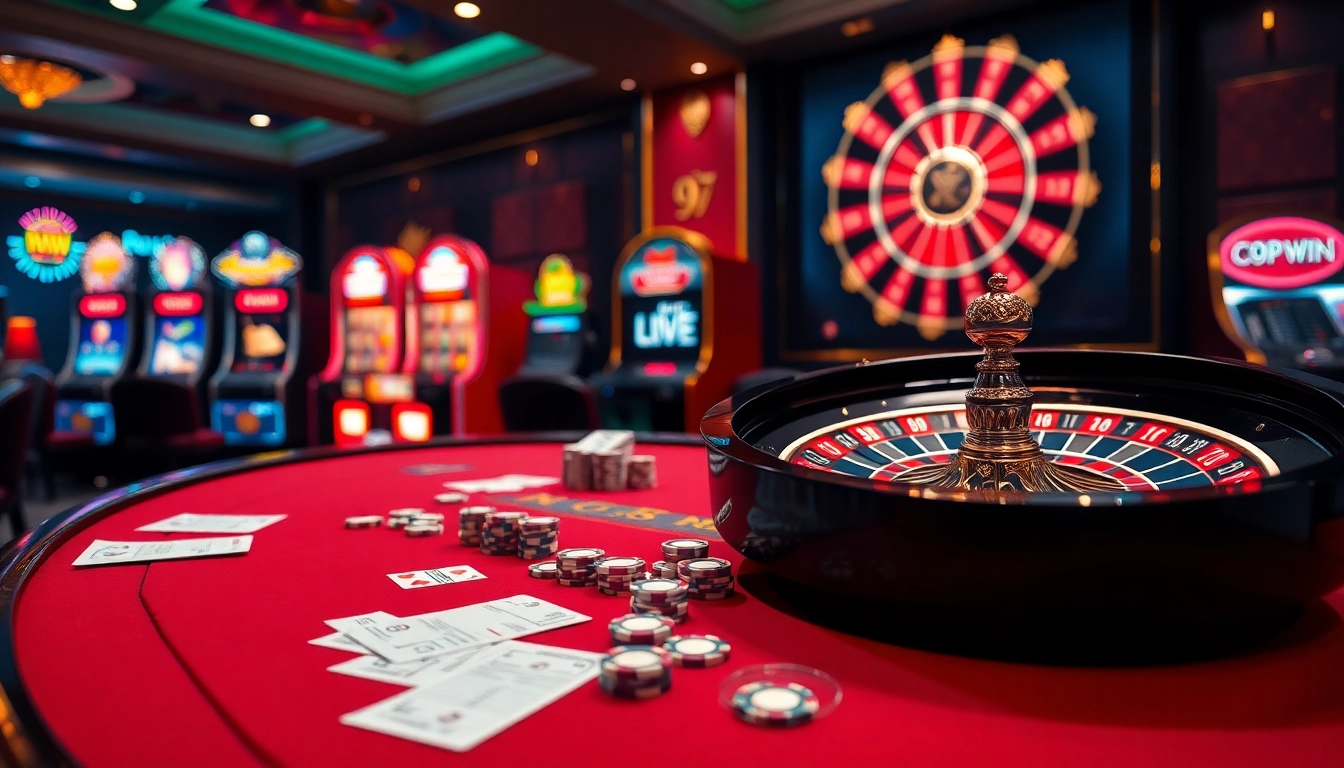 Engage with thrilling poker action at 99WIN, featuring luxurious casino elements and vibrant games.