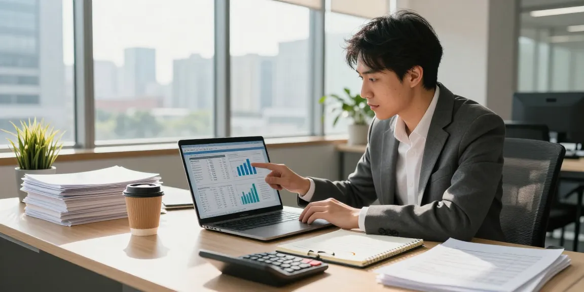 Analisis keuangan oleh auditor forensik di aafikotasurabaya.org dengan data dan dokumen di meja.