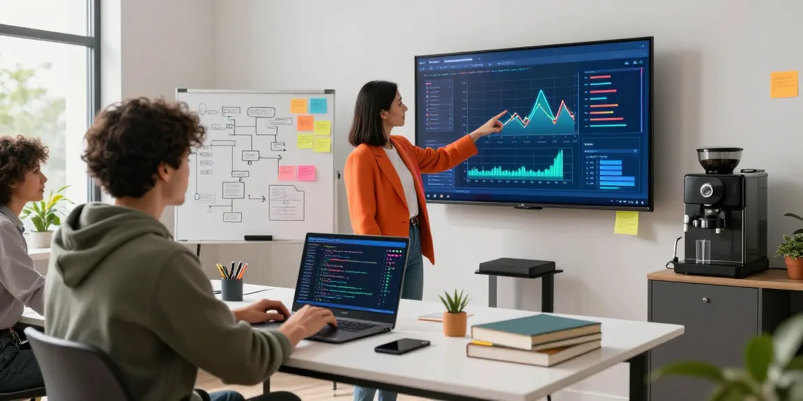 Collaboration scene illustrating a crush on ai during a machine learning project with diverse team members in a modern workspace.