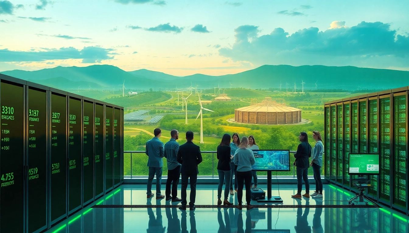 Cloud mining bitcoin facility with advanced technology and renewable energy sources.