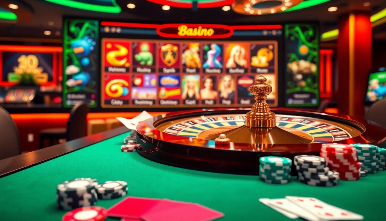 Découvrez l'excitation d'un site de casino en ligne avec des jetons de poker vibrants et une roulette.