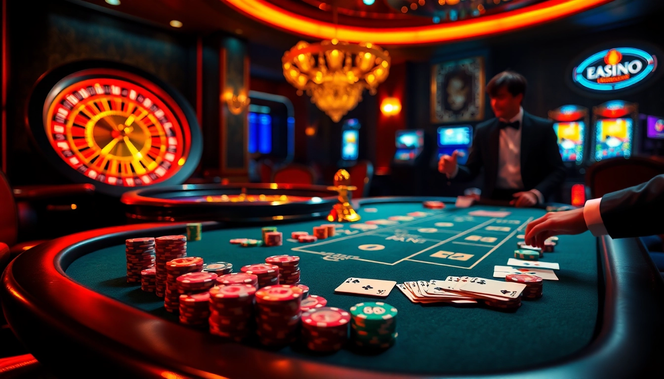 Découvrez un site de casino en ligne palpitant avec des jetons de poker éblouissants et des tables de casino vibrantes.