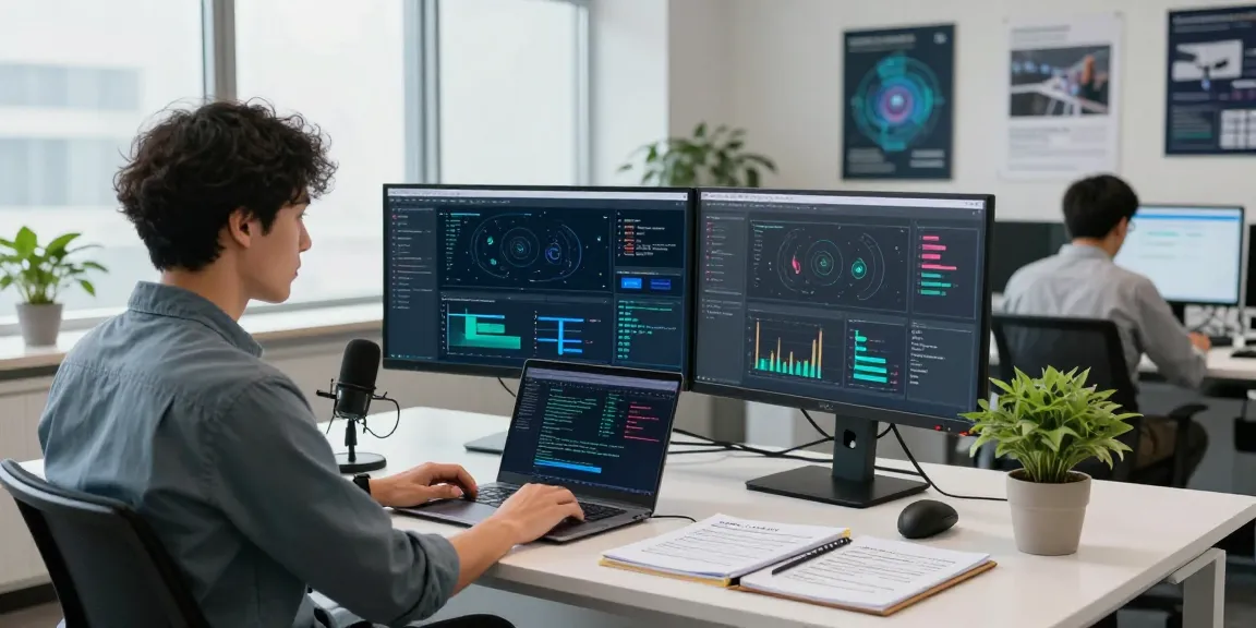Detect AI image in a modern workspace with AI detection dashboards and analysis, highlighting advanced content moderation.