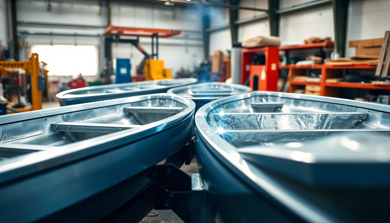 See fab tech Industries inc crafting durable aluminum boats in a well-lit fabrication workshop.