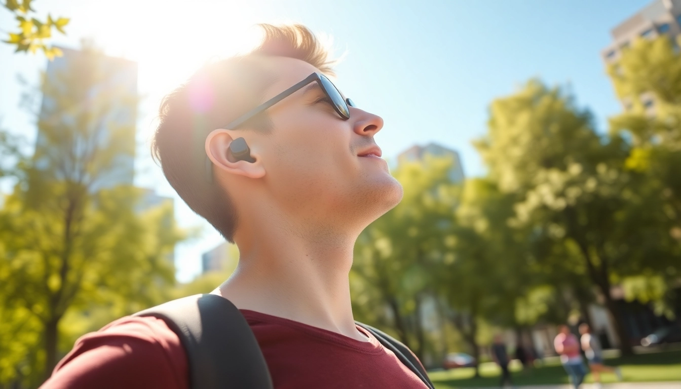 Experience clear sound and comfort with Bone X2 Bone Conduction Headphones showcased in a lively outdoor setting.