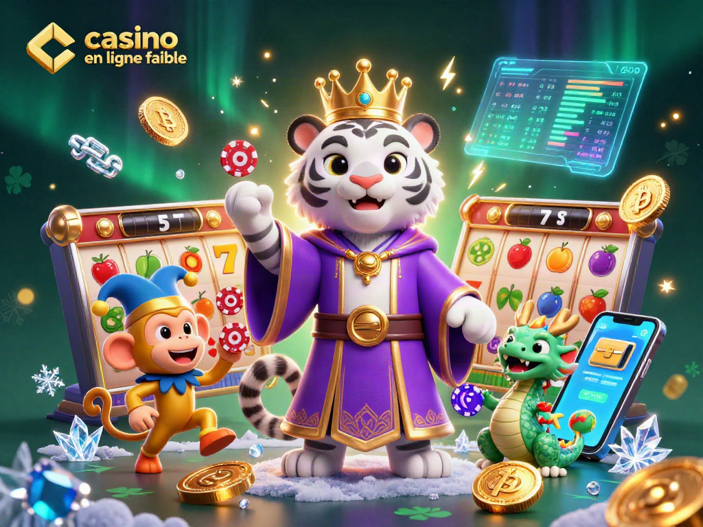 Jouer dans un casino en ligne fiable avec des jackpots, un tigre élégant et un dragon de jade illuminés.