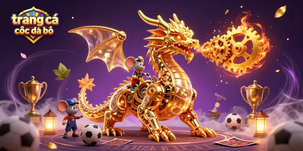 trang cá cược đá bóng với hình ảnh rồng vàng cơ giới 3D cùng các chi tiết cá cược hấp dẫn