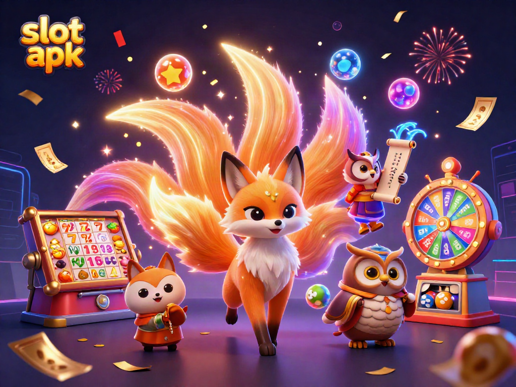 Exciting slot apk gameplay illustrated with vibrant characters and casino elements.