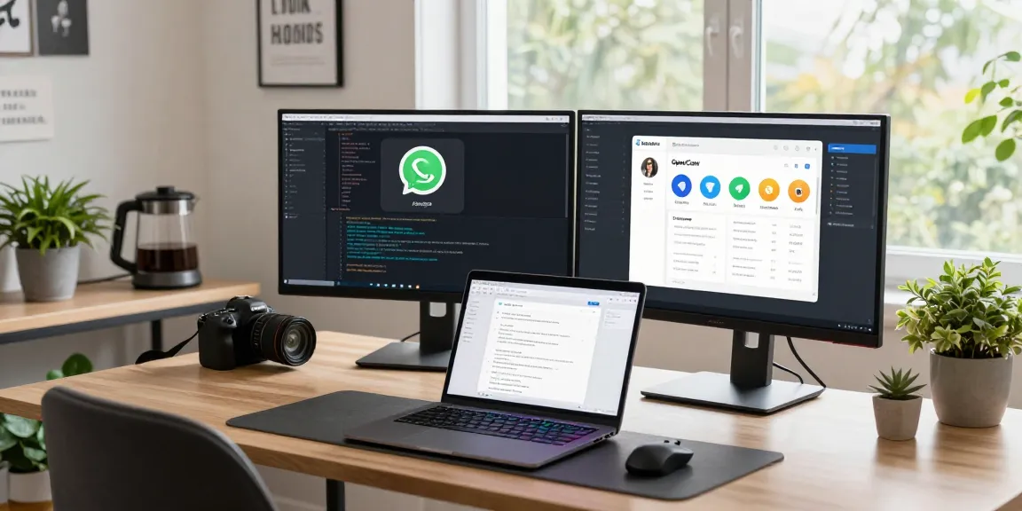 OpenClaw-enabled home office setup showing integration with messaging apps and coding tools in a bright workspace.