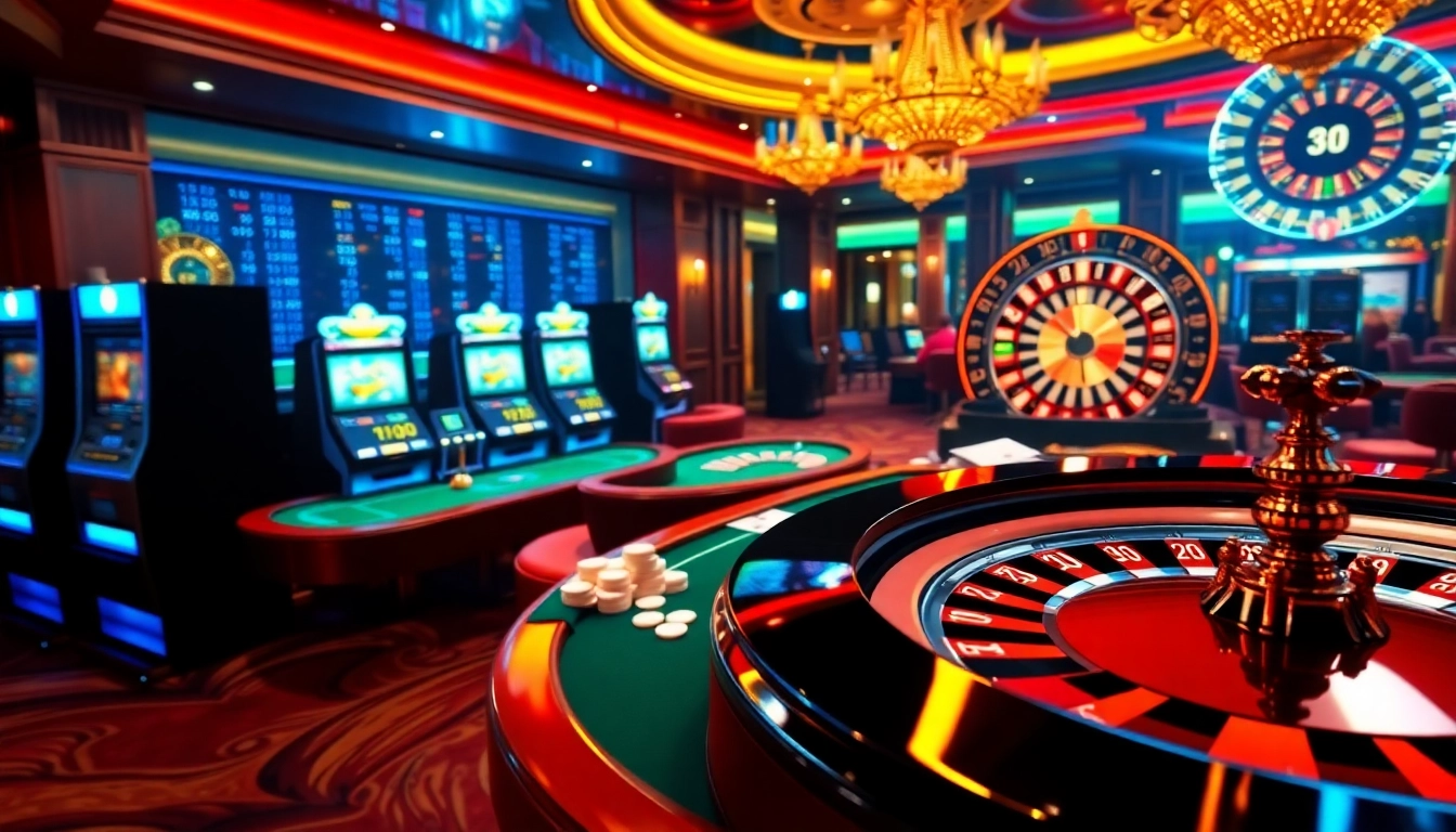Participez à l'excitation d'un site de casino en ligne présentant des éléments de jeu vibrants et une atmosphère animée.