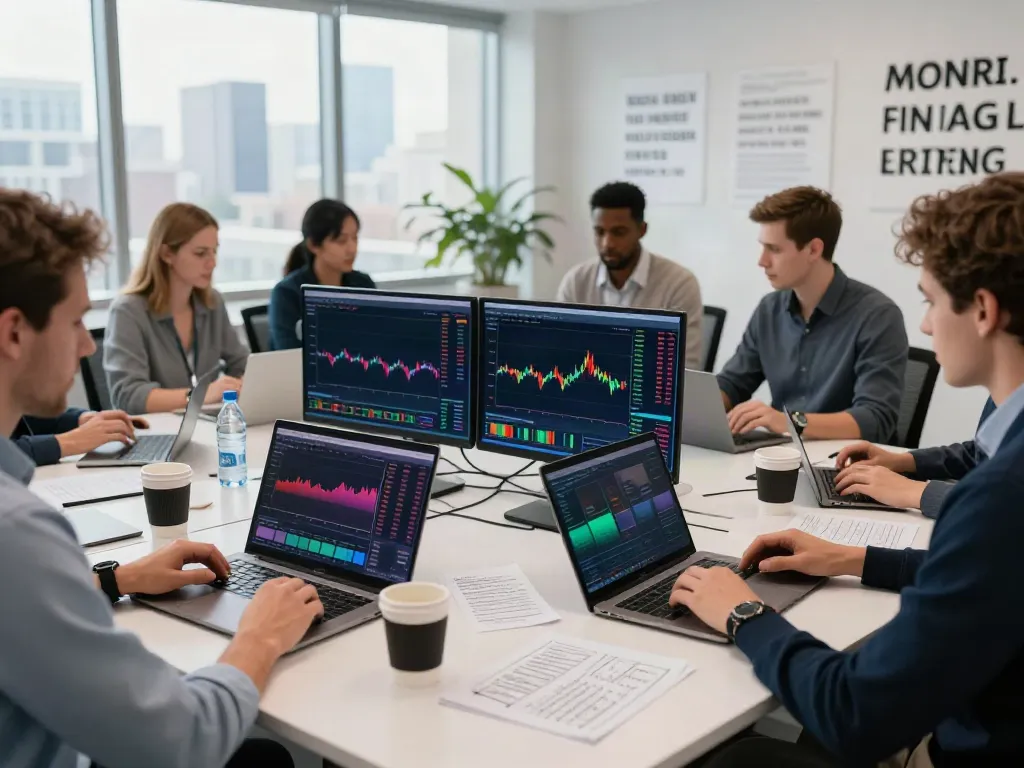 Traders engaging with TradingView charts in a collaborative workspace.