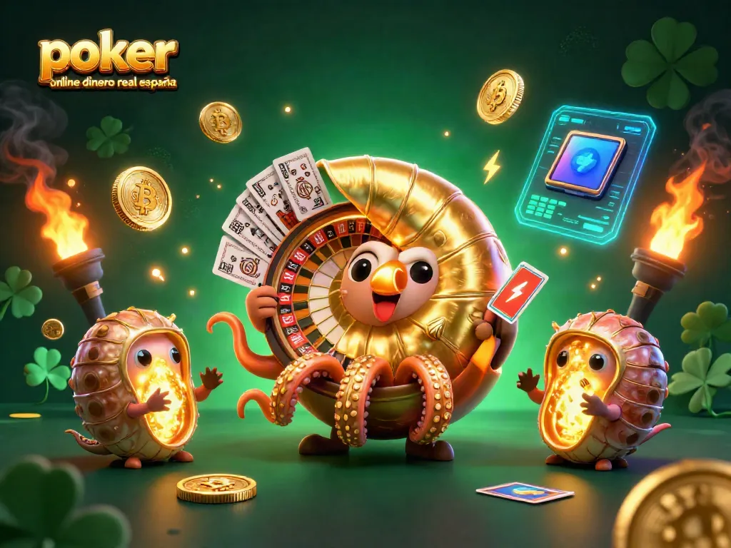 Disfruta del poker online dinero real España en un entorno vibrante con nautilus y cartas.
