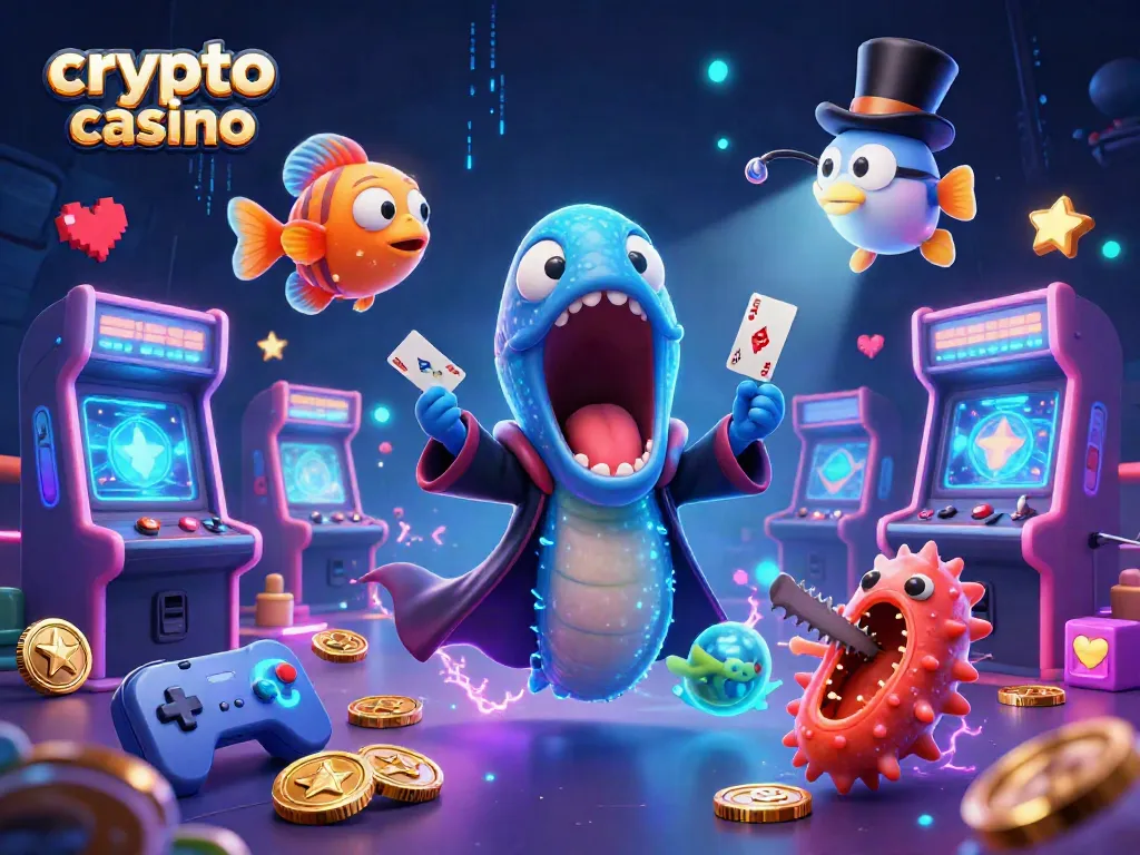 Gioca nei migliori crypto casino con questa illustrazione vivace di un pesce angler, un'anguilla e un cetriolo marino.
