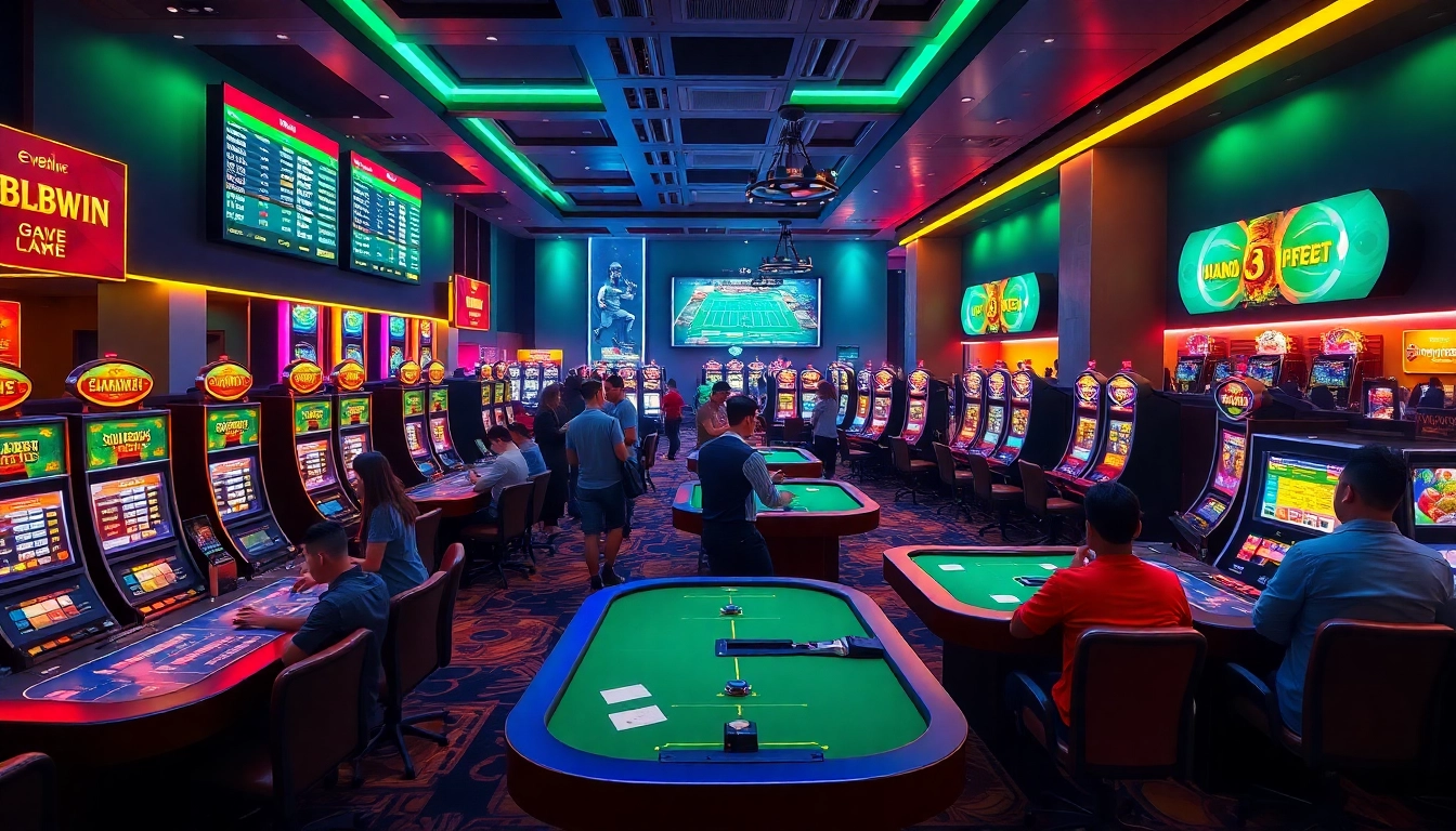 Experience the excitement of ev88win.live with vibrant casino gaming scenes