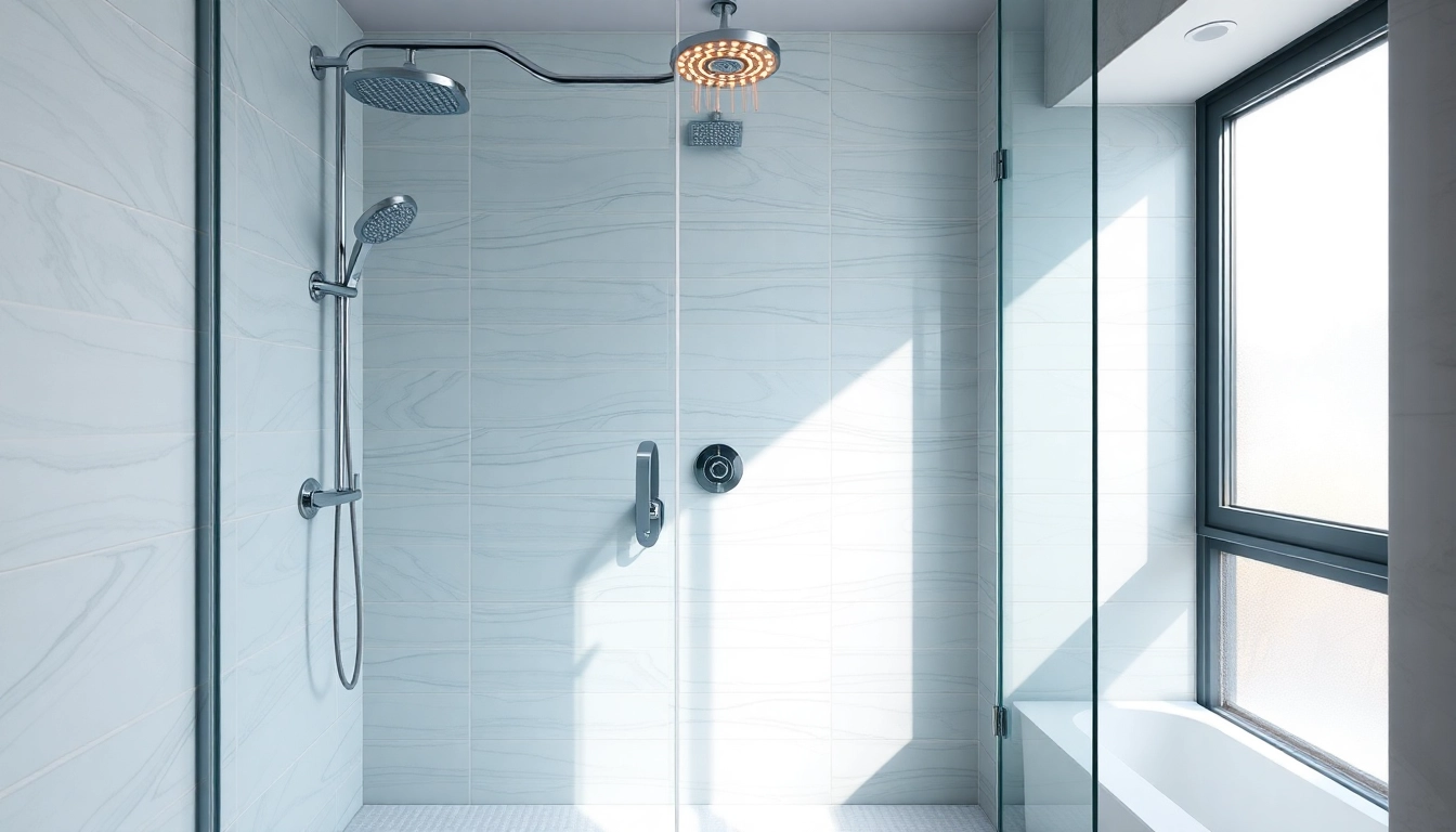 Immerse in a luxurious bathroom designed by sunny shower USA showcasing a modern shower setup.