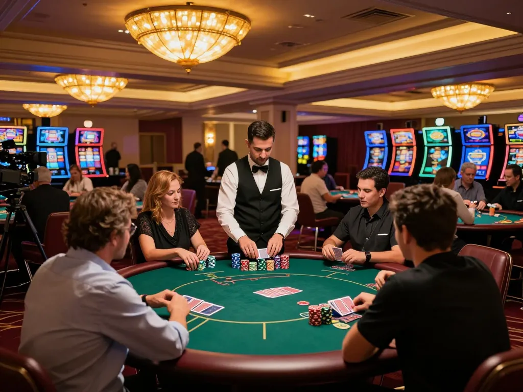 Engaged players strategize in a vibrant casino environment while enjoying hitclubapk adventures.