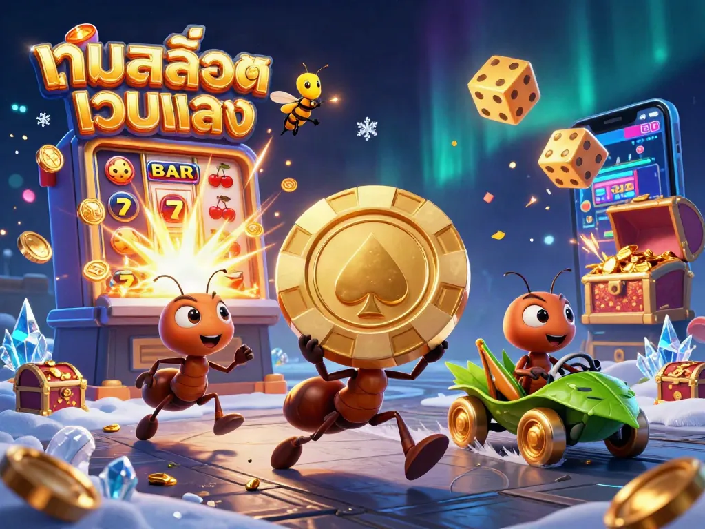 เกมสล็อตเว็บตรง: มด 3 มิติวิ่งหนีจากการเผชิญหน้ากับสล็อตเฮาส์ที่เต็มไปด้วยเหรียญ
