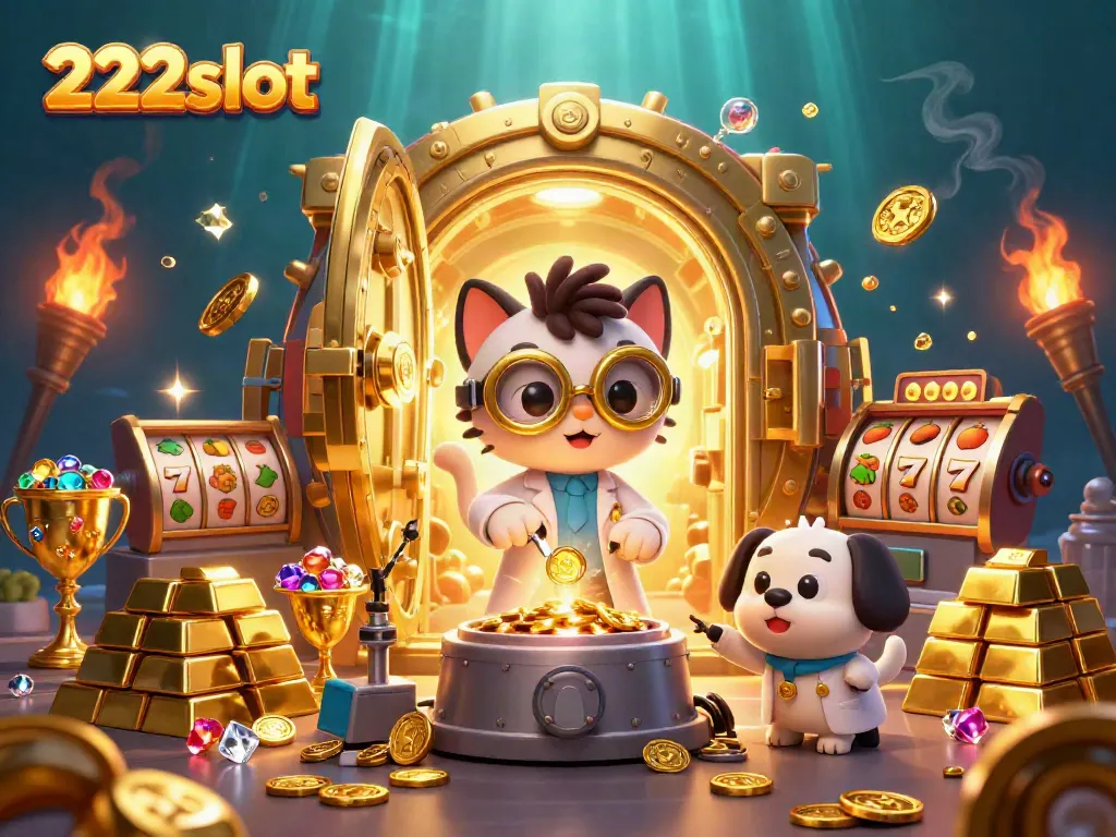 Menggandakan koin emas di 222slot dengan pemandangan slot yang penuh harta dan keseruan.