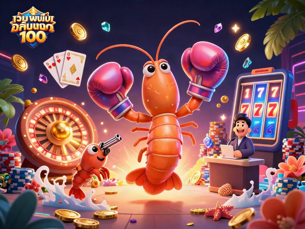 ภาพการ์ตูน 3D ของ เว็บพนันออนไลน์ เว็บตรง 100 พร้อมของเล่นคาสิโนที่น่าตื่นเต้น