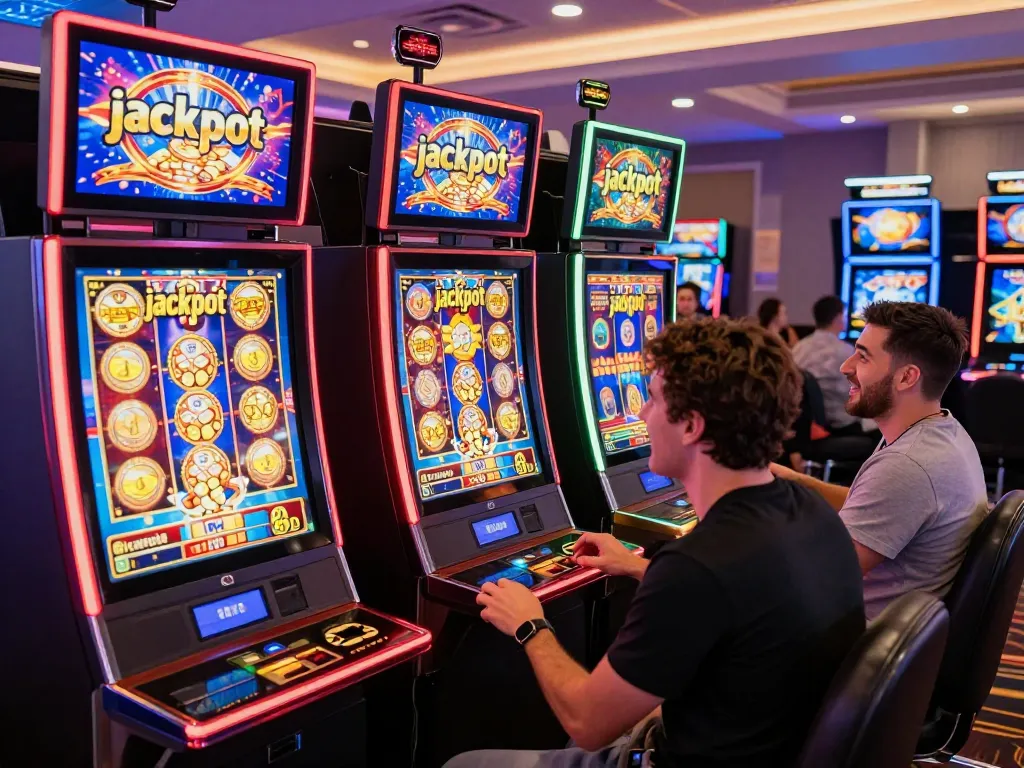 Exciting gaming scene highlighting slot gacor hari ini with players celebrating wins in a vibrant casino environment.