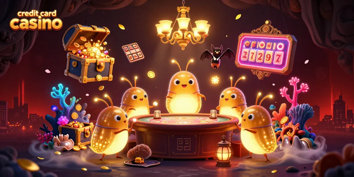 Engaging scene of a credit card casino illuminated by glowworms, showcasing vibrant gaming elements.
