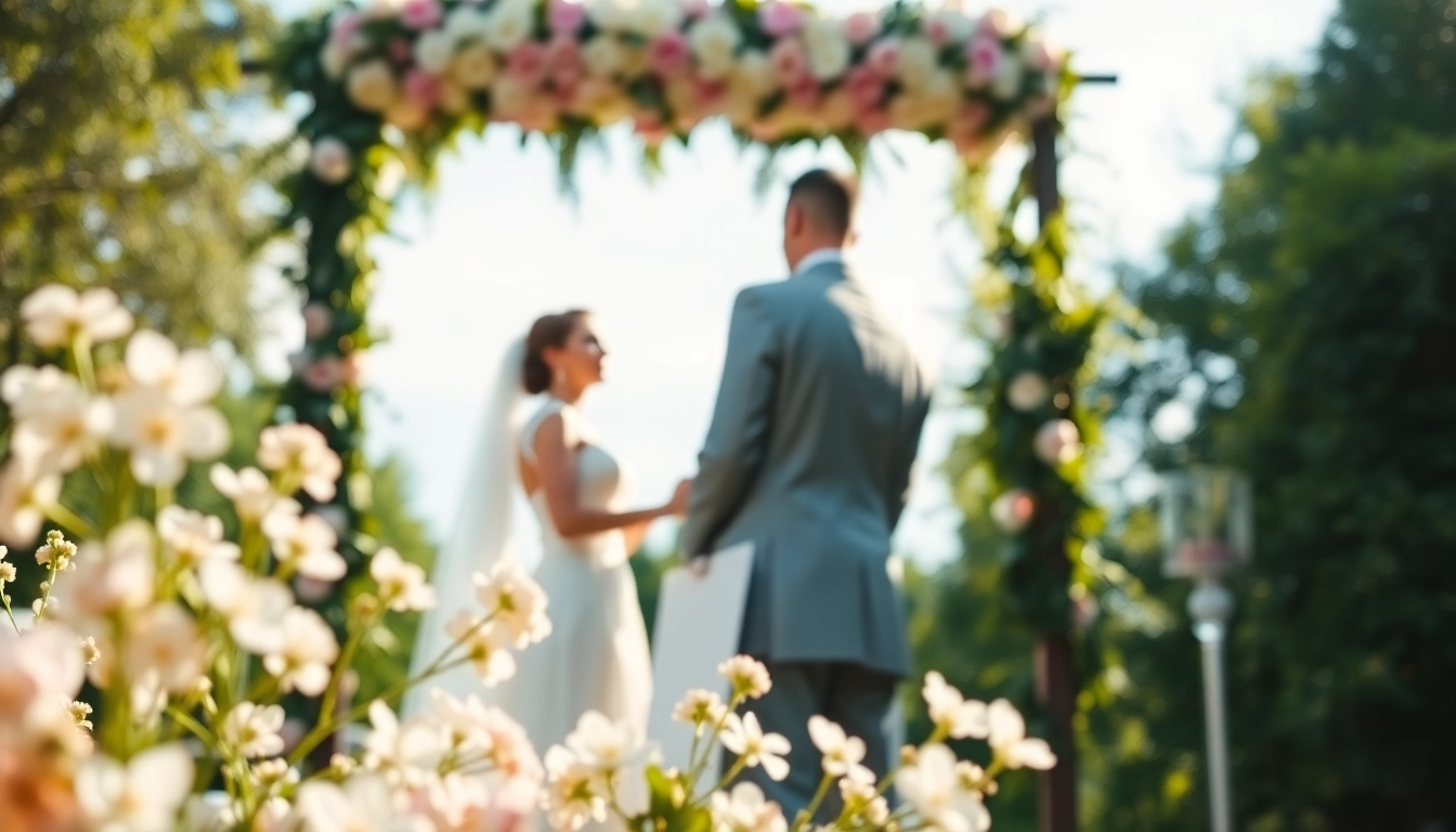Captivating wedding photography capturing a couple's heartfelt vows amidst nature's beauty.