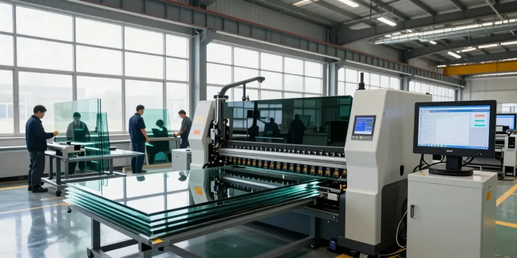 Glass machine suppliers in a modern manufacturing facility with advanced machinery.