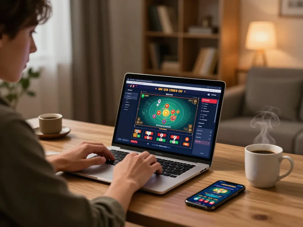 Engaged player strategizing on migliori casino online europei with laptop and casino app.