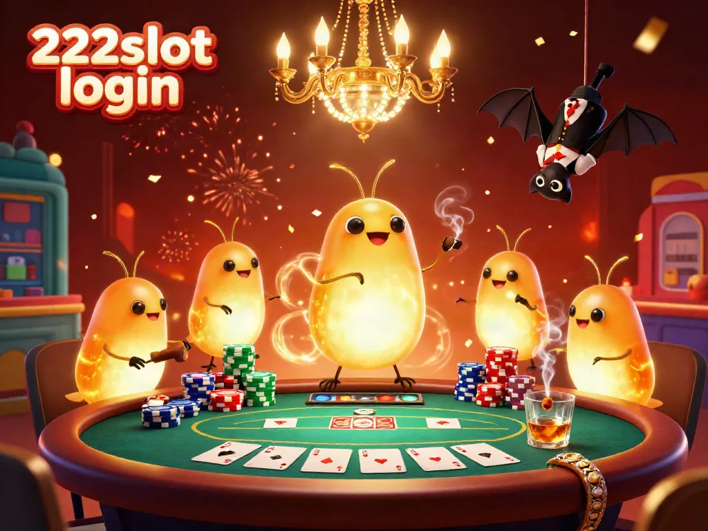 Permainan kasino langsung di 222slot login dengan cahaya unik dari glowworms dan dealer kelelawar.