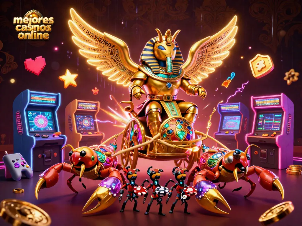 Los mejores casinos online destacan con la emocionante ilustración de un escarabajo dorado en acción.