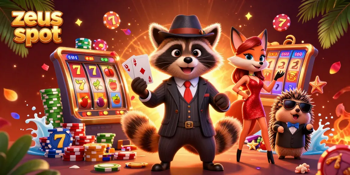 Experience the thrill of zeus slot with charming characters amidst vibrant casino action.