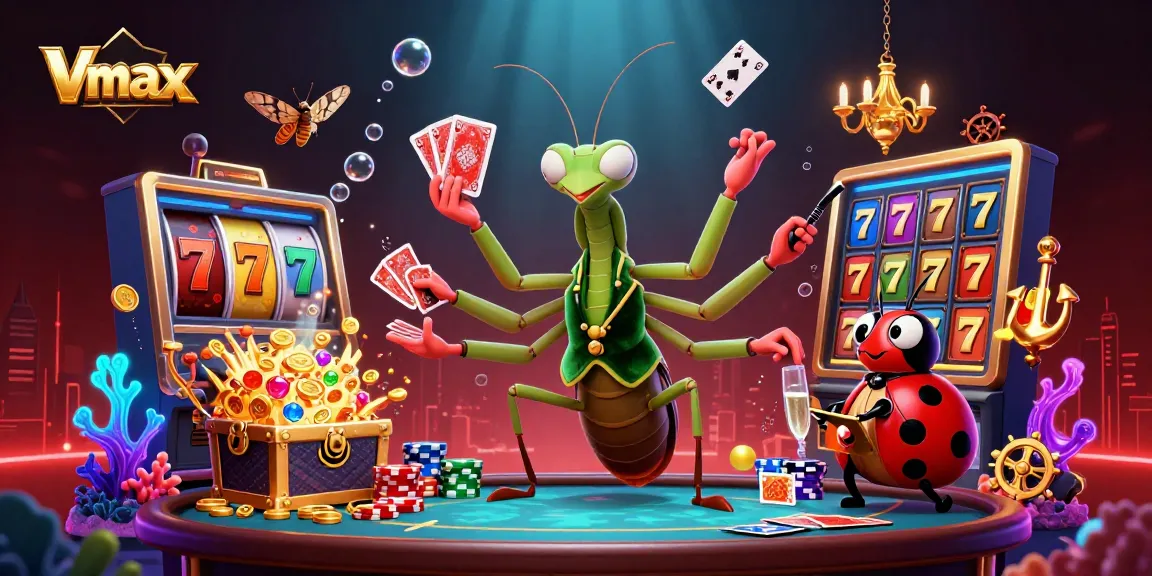 Vmax casino promotion showcasing vibrant characters and dynamic gambling elements in an engaging scene.