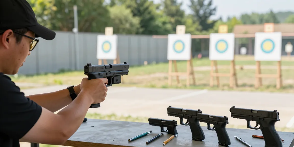 Customized Glock slides enhancing performance at https://precisionglockslides.com shooting range.