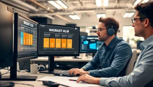 Guide on how to migrate to Microsoft 365 securely with a focused IT consultant at a desk.