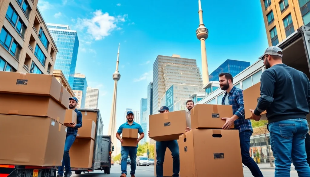 Best Toronto Movers packing and loading furniture in a vibrant Toronto neighborhood.