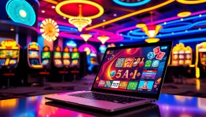 Engaging visual of an online casino Alberta experience, featuring vibrant games and a captivating interface.