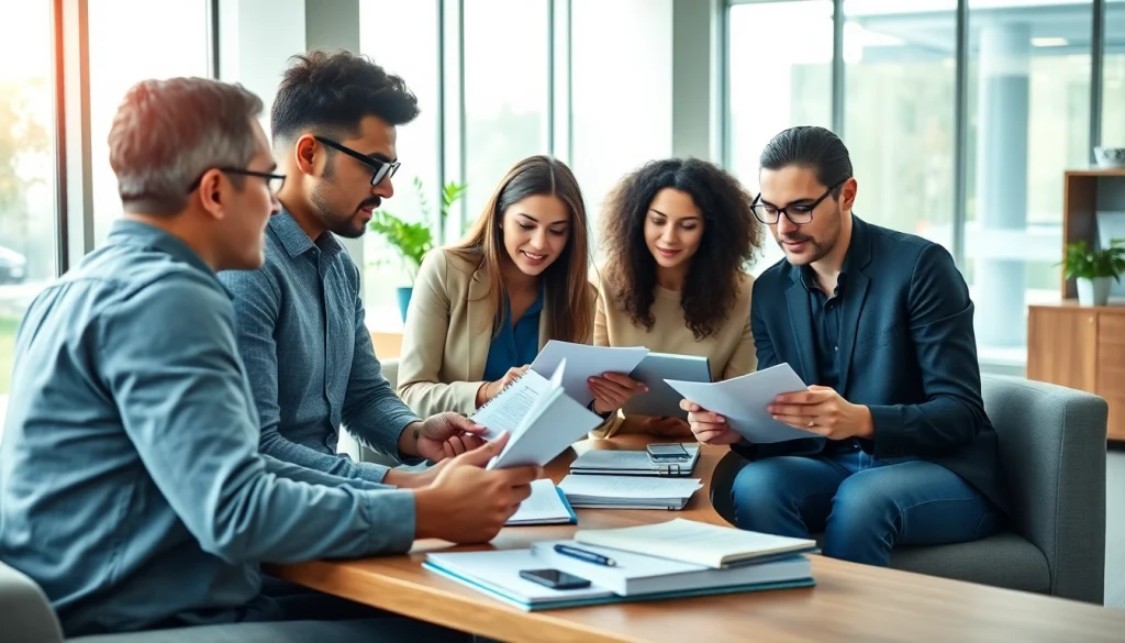 Collaborative team engaged in Proposal Writing and Management, emphasizing teamwork and professionalism.