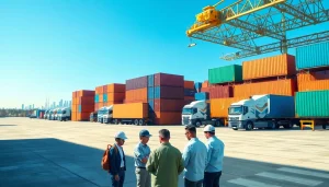 Streamline logistics processes with skilled professionals coordinating in a bustling logistics hub.